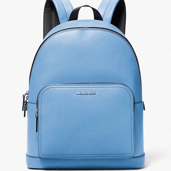 Michael Kors Cooper Pebbled Leather Commuter Backpack In Blue NWT - Picture 1 of 5